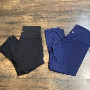 lululemon athletica Black and Blue Cropped Leggings